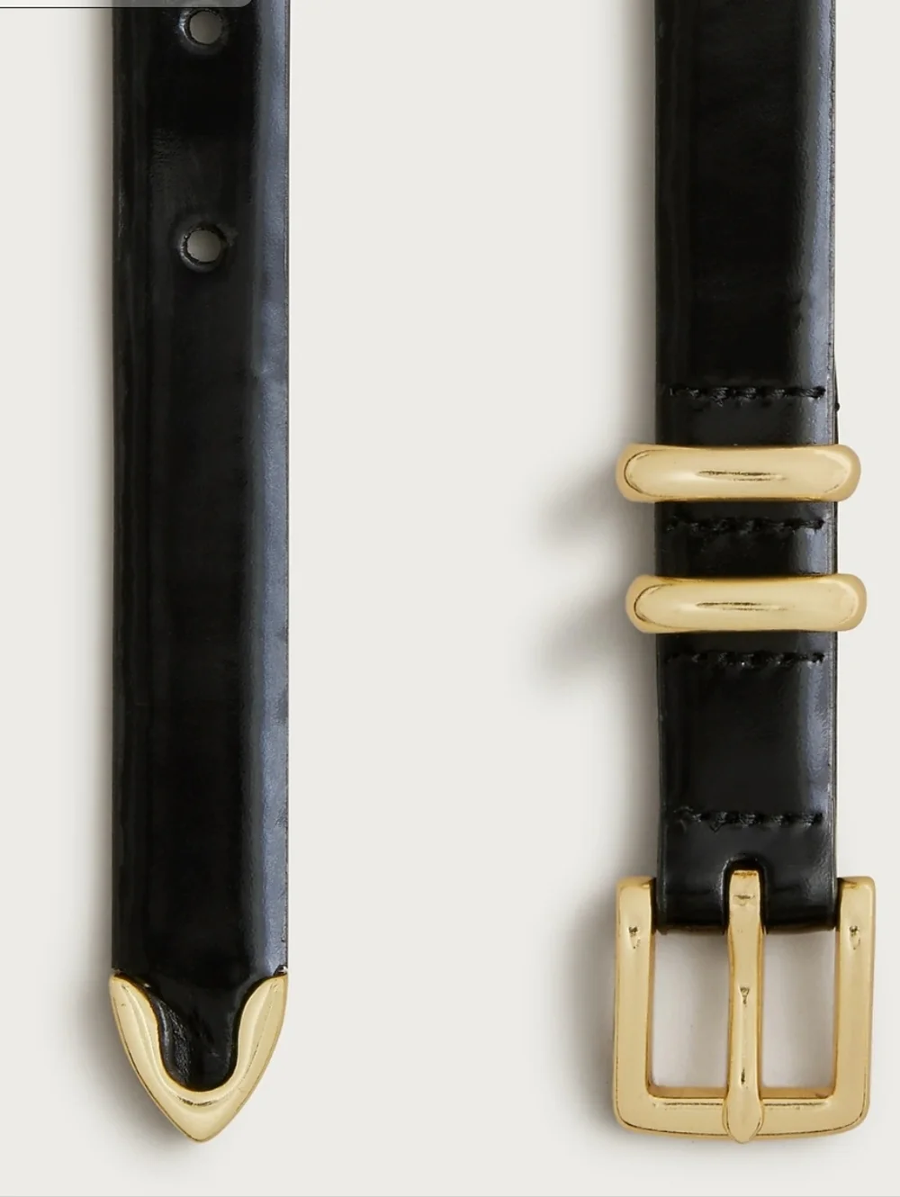 J. Crew Thin Spazzolato Italian leather belt - black with gold hardware - Picture 2 of 10